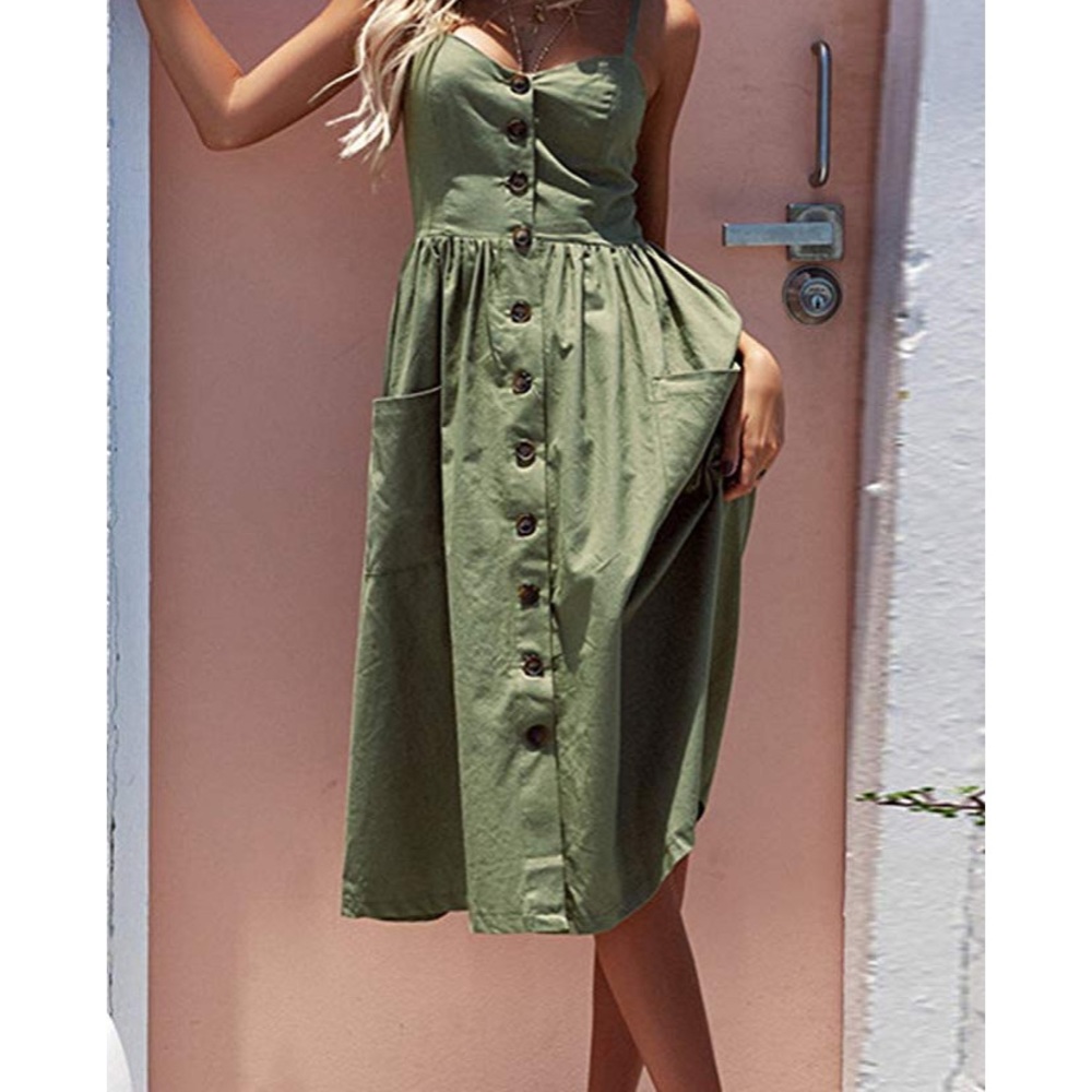Olive linen dress